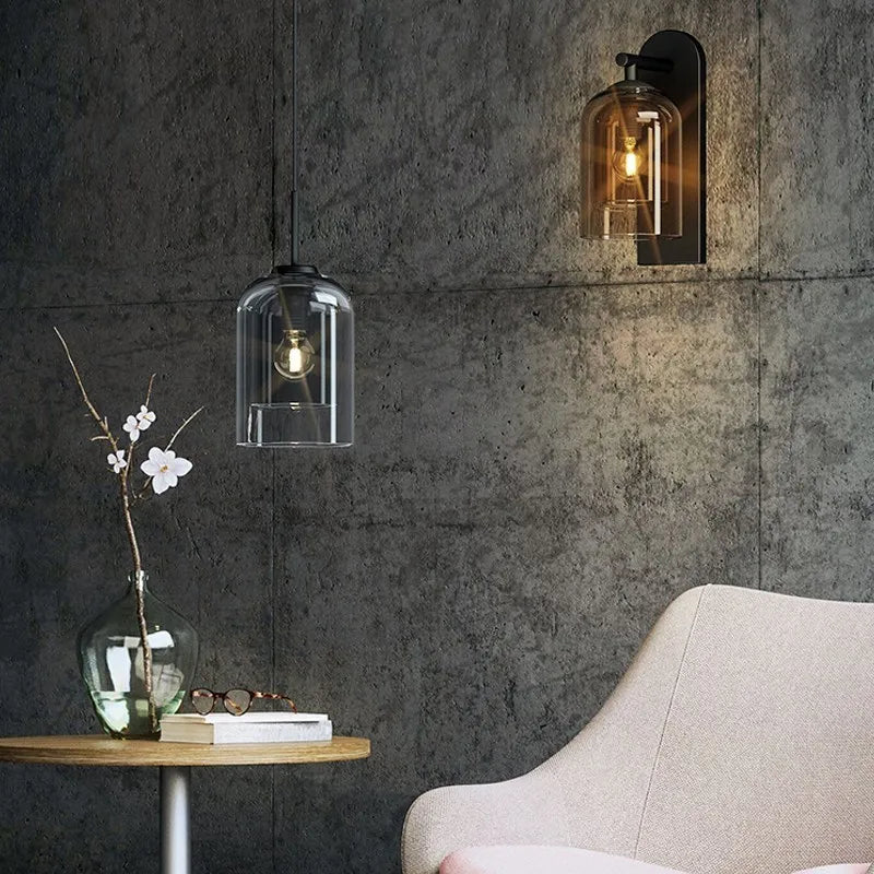 Double Glass Wall Lamps - Scandinavian Postmodern Lighting For Entrance Hallway And More Wall Lamp