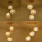 Set Of 3 Modern Hand - Knitted Bamboo Rattan Pendant Lights - Weaving Elegance For Your Home