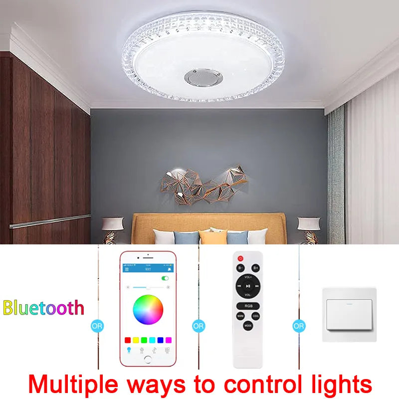 Led Ceiling Light With Smart App Control And Bluetooth Speaker - Modern Lighting For Your Living