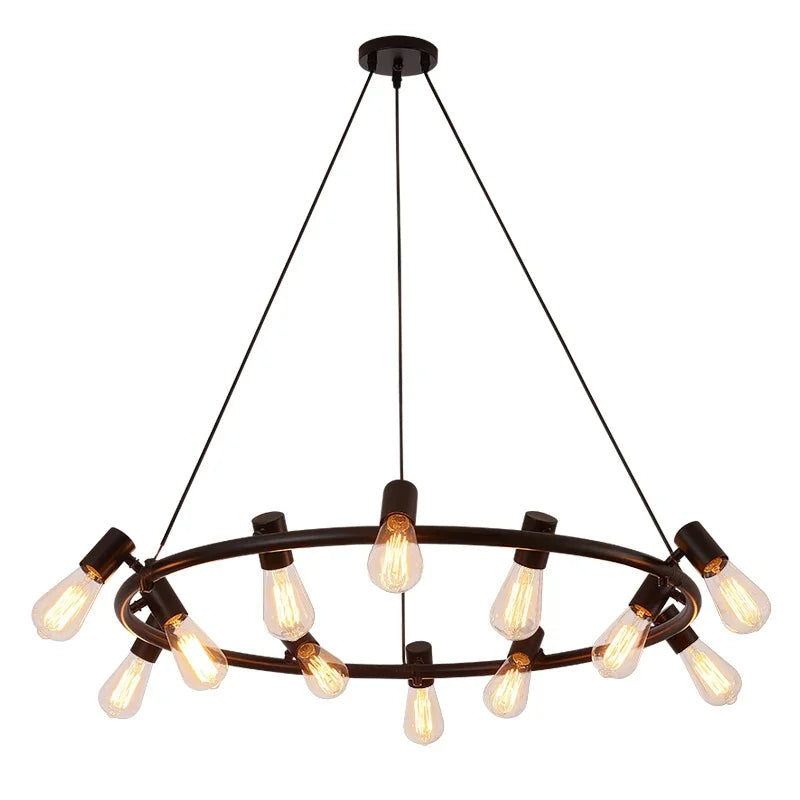 Lucie’s American Vintage Round Chandelier - Adjustable Height Pendant For Dining Room And Coffee