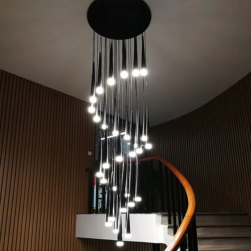 Contemporary Stair Chandelier - Elevate Your Duplex Apartment With Nordic Loft Elegance Pendant