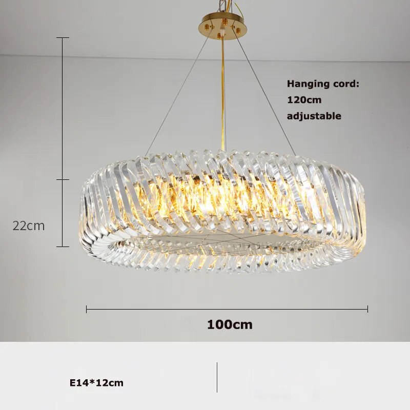 Olivia’s Art Deco Crystal Glass Led Chandelier 100Cm / Gold Frame Warm Light Chandelier