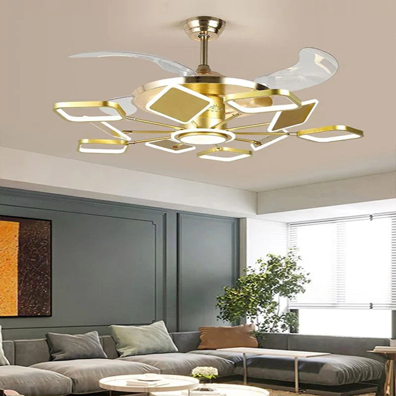 Nordic Ceiling Fans With Led Light - Remote Control Silent Retractable Blades Lamp For Home Fan