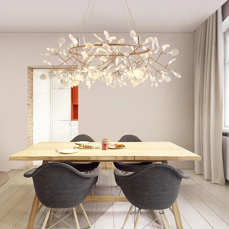 Modern Firefly Led Chandelier - Stylish Acrylic Industrial Pendant Light For Living Dining And