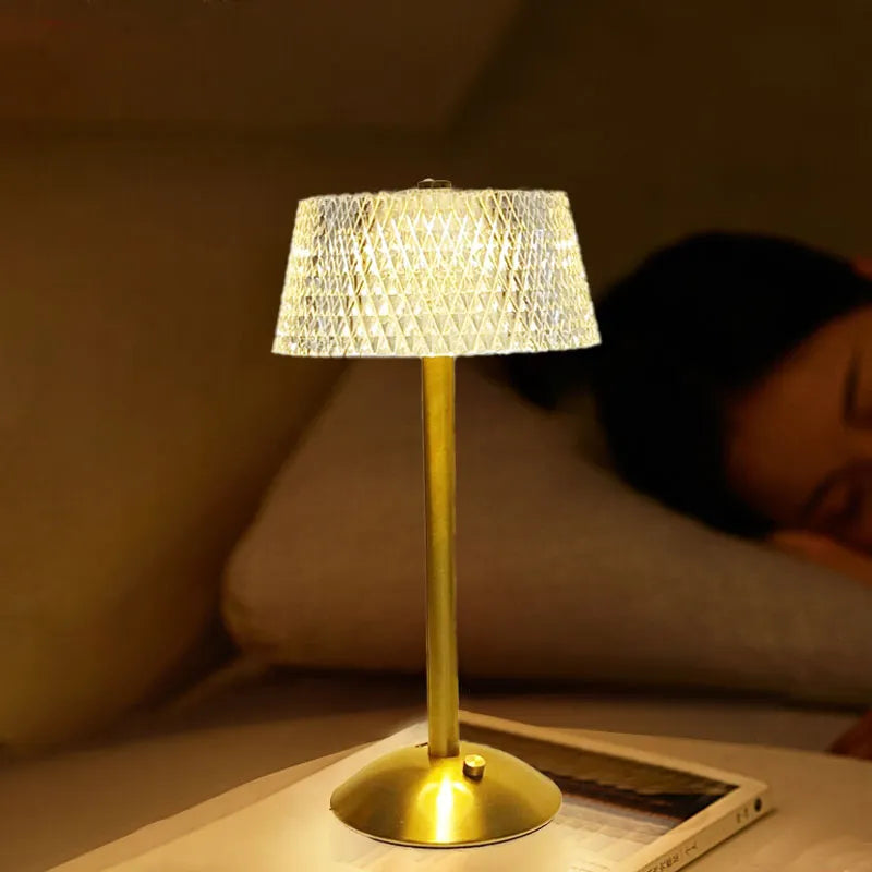 Crystal Diamond Table Lamp - Retro Led Bar Desk With Usb Rechargeable Eye Protection Night Light