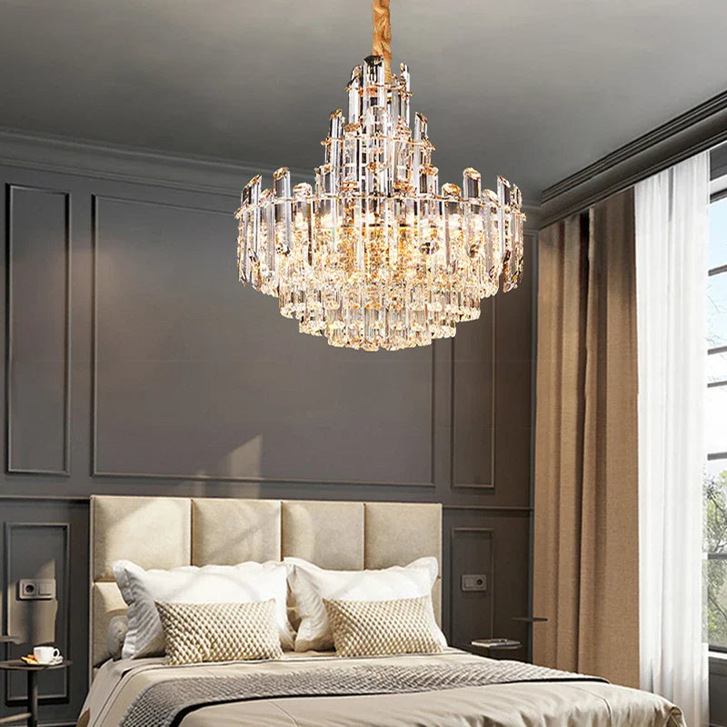 Luxury Gold Led Crystal Pendant Lights - Artistic Ceiling Decor For Maison - Inspired Living Spaces