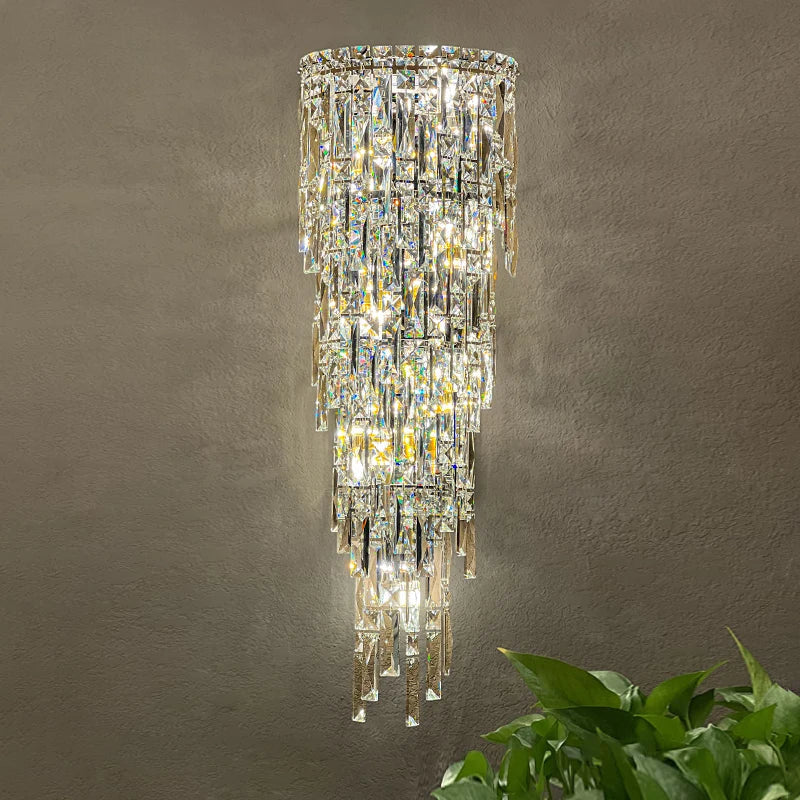 Elena’s Multi - Layer Crystal Pendant Wall Lamp - High - Quality Elegance For Your Living Spaces