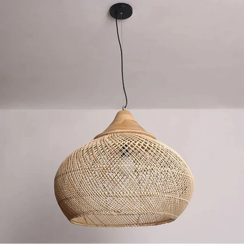 Wabi Sabi Vintage Handmade Rattan Pendant Lamps - Japanese Style Lighting For Kitchen Island And