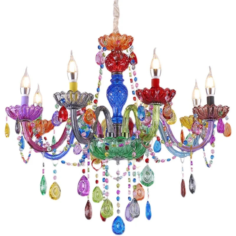 Colorful Crystal Chandeliers - European Style Rural Decoration For Restaurants Coffee Shops And