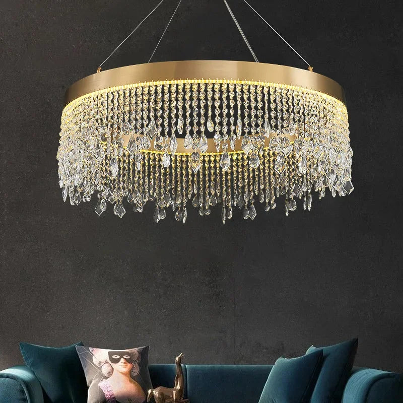 Modern Led Crystal Chandelier - Elegant Lighting Fixture For Living Room Dining Kitchen And Home