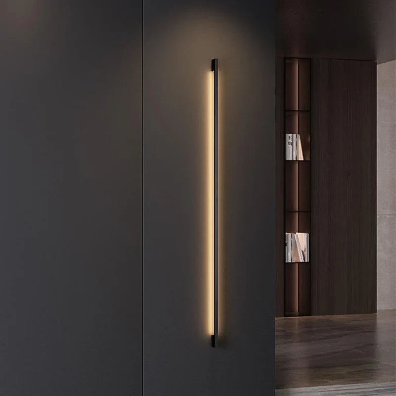 Modern Extremely Narrow Black Long Strip Wall Lamp - Ideal For Corridor Bedroom Bedside Living Room