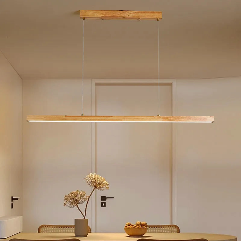 Sleek Wooden Dining Room Chandelier - Modern Minimalist Lighting For Tables Bars And More Pendant