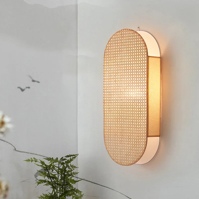 Style Rattan Wall Lamp - Vintage Elegance With Japanese Wabi Sabi Hand - Woven Design Wall Lamp