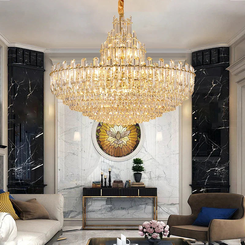 Luxury Gold Led Crystal Pendant Lights - Artistic Ceiling Decor For Maison - Inspired Living Spaces