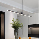 Contemporary Led Strip Pendant Lights - Stylish Black Chandelier For Living Dining Room And Kitchen