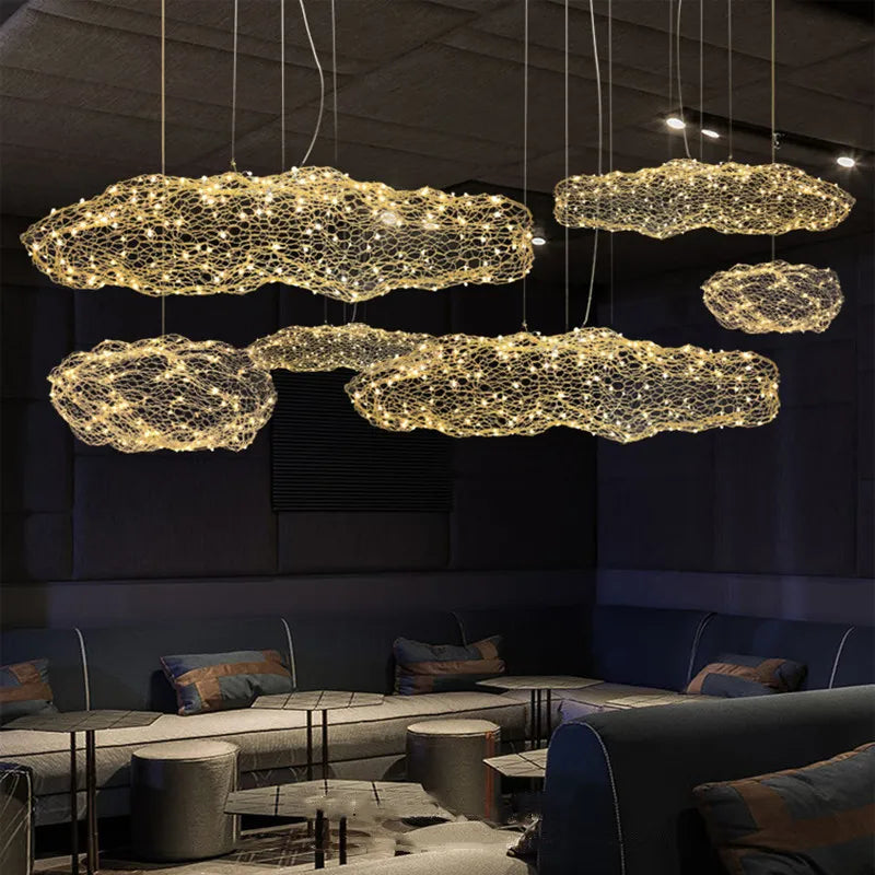 Art Decor Hollow Cloud Pendant Lights - Danish Design Firefly Chandelier For Living Rooms Bedrooms