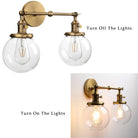 Phansthy Vintage 2 Light Wall Sconce - Industrial With Dual 5.9 Inches Globe Glass Lampshades Wall