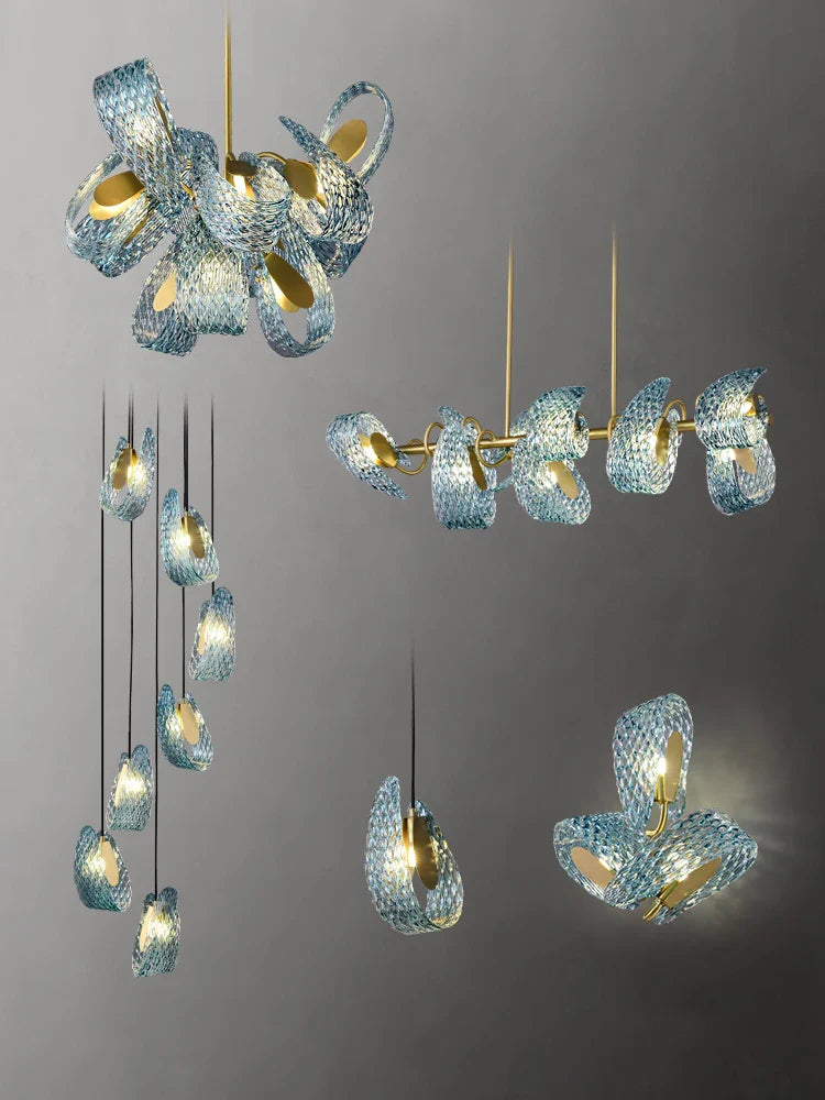 Modern Glass Decorative Ceiling Lights - Light Luxury Design In Yellow Copper And Blue For Bedrooms