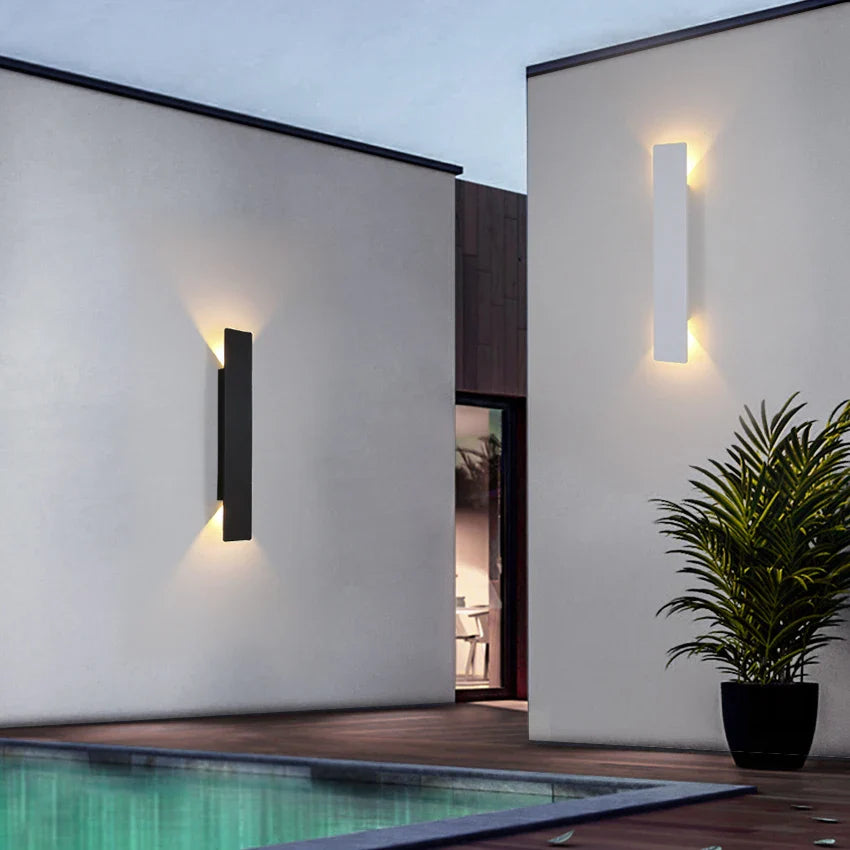 Élise’s Sleek Outdoor Led Strip Wall Lamp - 18W Black Aluminum For Bedroom And Exterior Wall Lamp