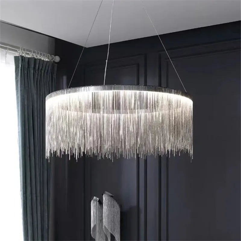 Postmodern Bohemian Chandelier - A Creative Designer Luxury Coffee Tables Light With Tassel Accents