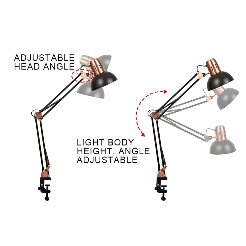 Ed Studio Desk Lamp - Vintage Portable Fixture With Clamp For Reading Writing And Study Table