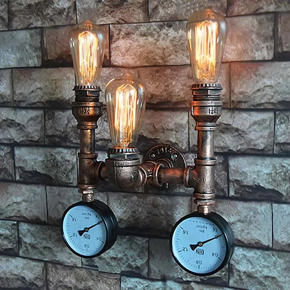 Vintage Retro Loft Industrial Wall Light - Unique Water Pipe Gear Led Lamp For Restaurant Bar And