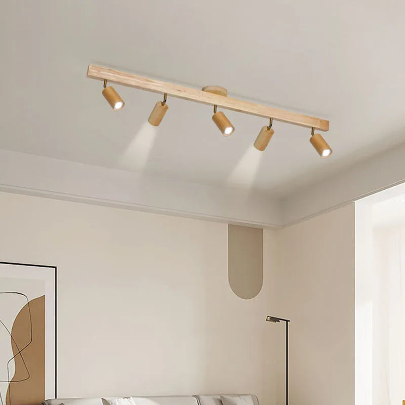 Rotatable Wooden Ceiling Lights - Adjustable Spotlight For Living Room Bedroom Dining And Cloakroom