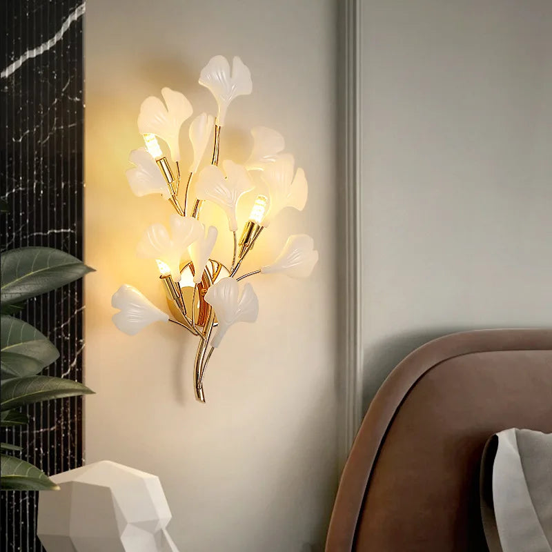 Nordic Wall Lamp - Ginkgo Leaf Design For Guest Rooms Bedrooms Kitchens Restaurants And Home