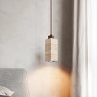 Yellow Travertine Marble Pendant Lamp - Wabi - Sabi Elegance For Dining Kitchen And More Ceiling