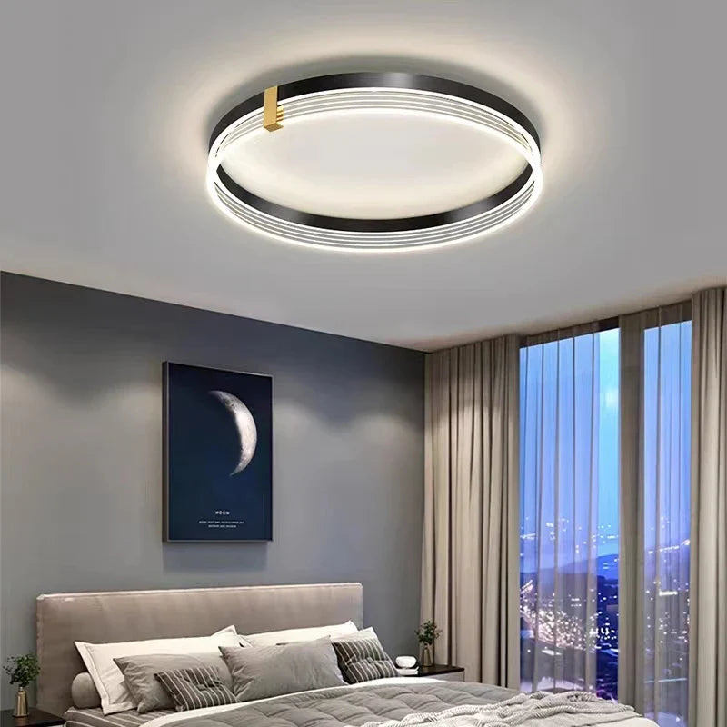 Modern Minimalist Led Bedroom Ceiling Lamp - Round Lights With Remote Control For Home Indoor