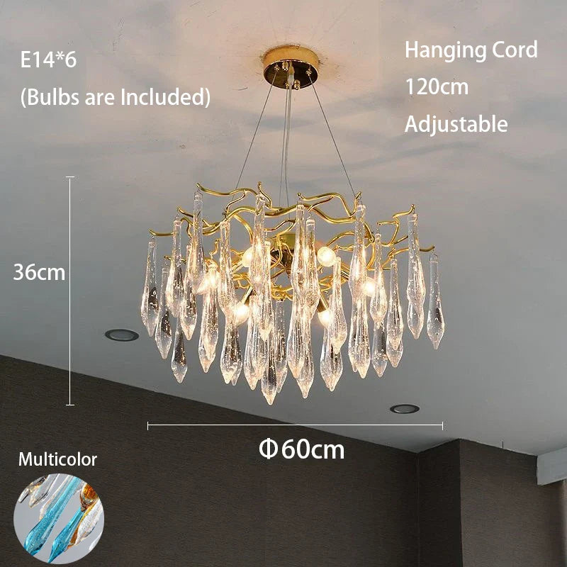 Multi - Color Glass Drop Ceiling Chandeliers - Luxury Led Pendant Lights For Post - Modern Home