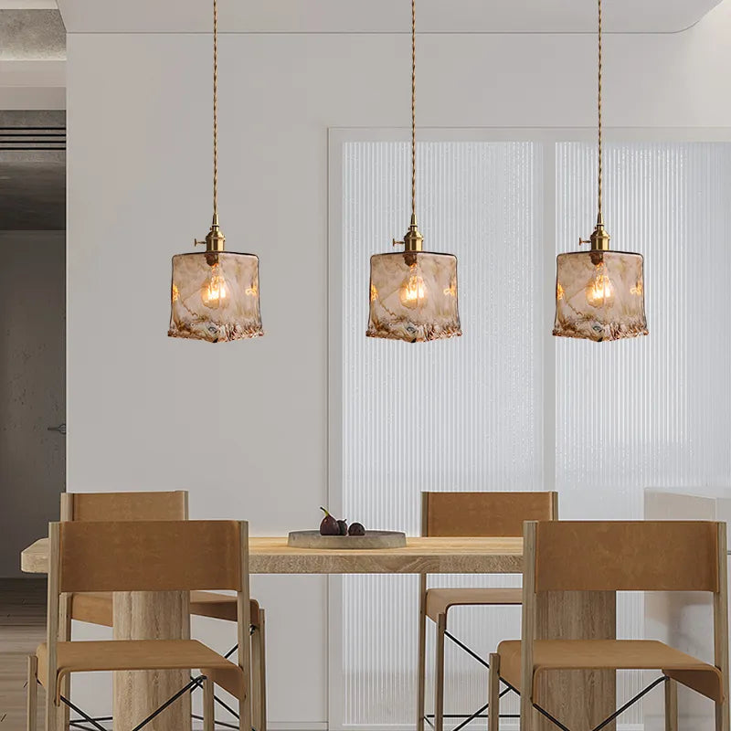 Japanese Style Vintage Brass Glass Chandelier - Elegance For Your Dining And Kitchen Spaces Pendant