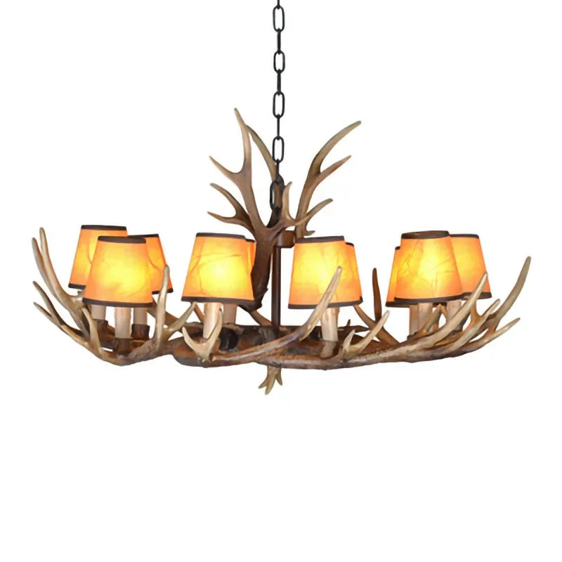 Retro Style Antler Resin Chandelier - Sweeping Gold Spray Paint Finish For Living And Dining Room