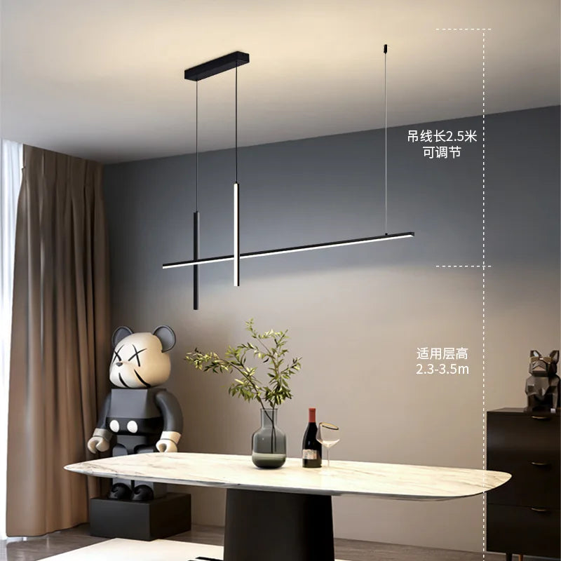 Sleek Dimmable Led Chandelier - Contemporary Lighting For Dining Tables Kitchen And Bar Areas