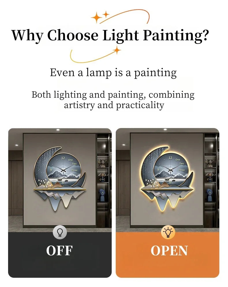 Dlight Decor Clock Wall Light with Luxury Crystal Glow Wall Art