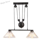 Adjustable Pulley Industrial Cone Pendant With Prismatic Glass - Black 2/3 - Light Island Lamp