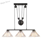 Adjustable Pulley Industrial Cone Pendant With Prismatic Glass - Black 2/3 - Light Island Lamp