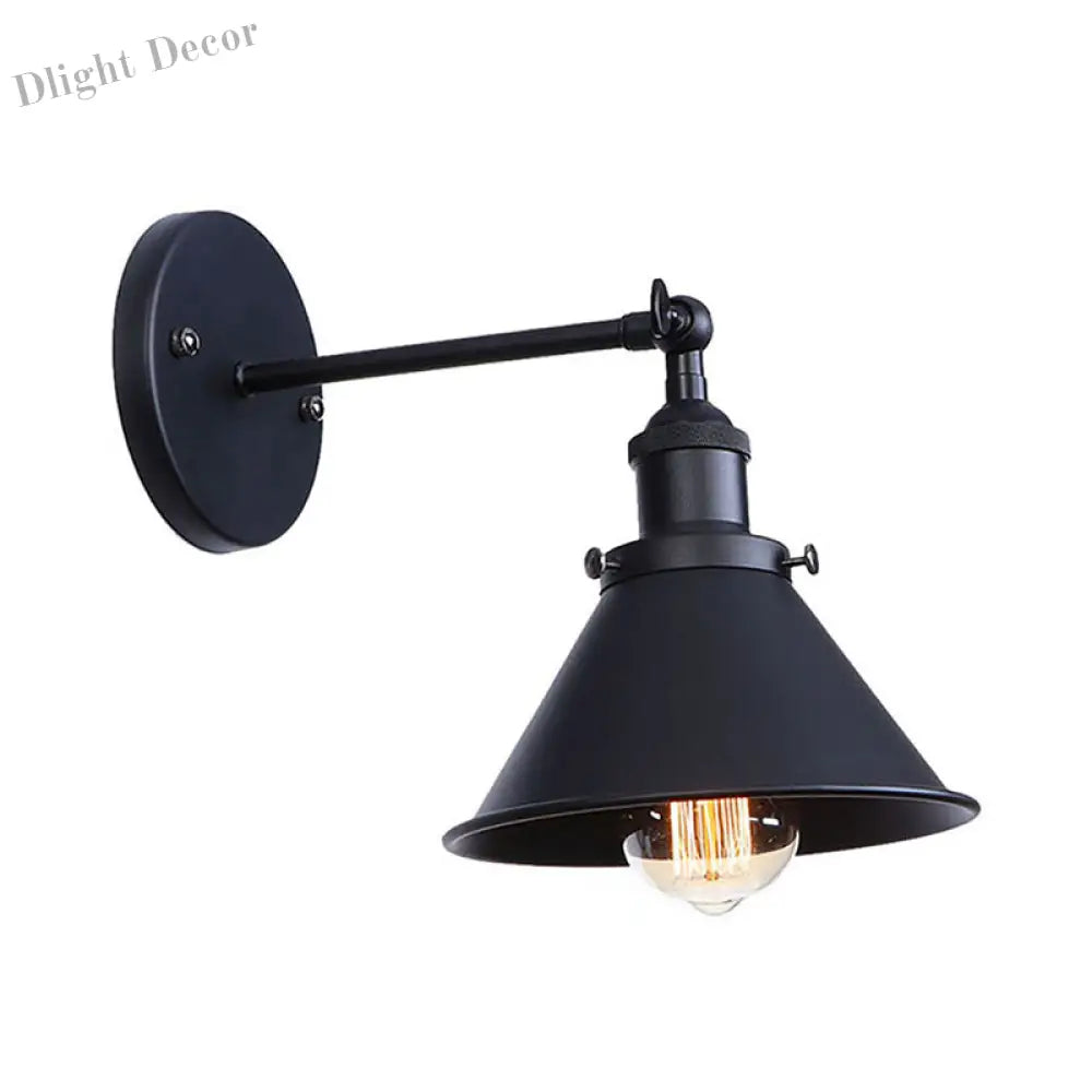 Alice - Industrial Black And Brass Flared Sconce Wall Lamp