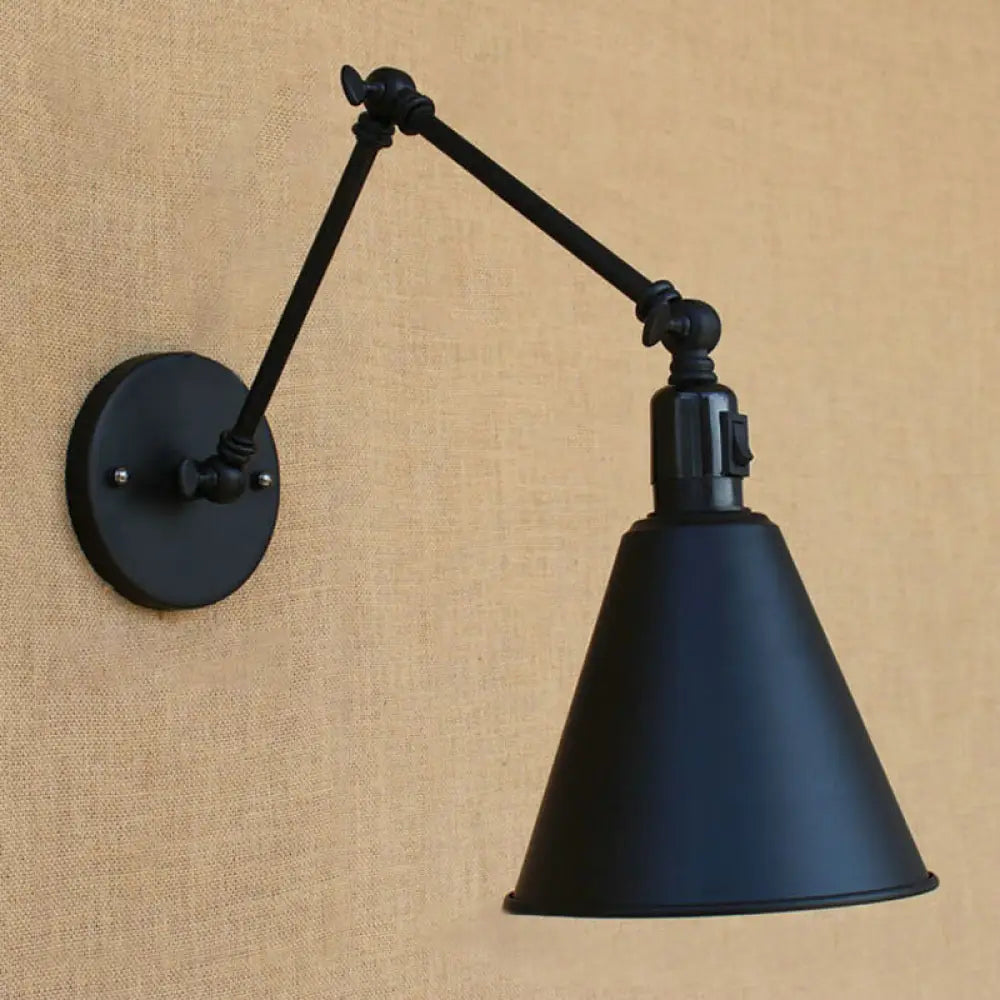 Alistair’s Industrial Wall Sconce - Classic 1 - Light Swing Arm Black / 8’ + 8’ Wall Light