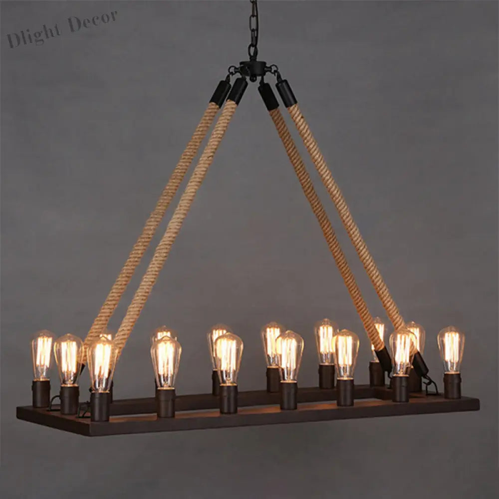 Amelia - Industrial Chandelier With 16 Rectangular Lights (Perfect For Cafes) Black Pendant Lighting