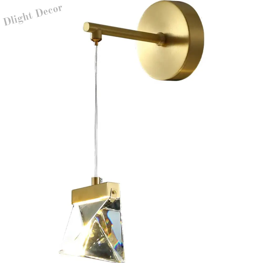 Amelia - Postmodern Light Luxury Brass Crystal Bedroom Warm Bedside Wall Lamp Creative Led Living