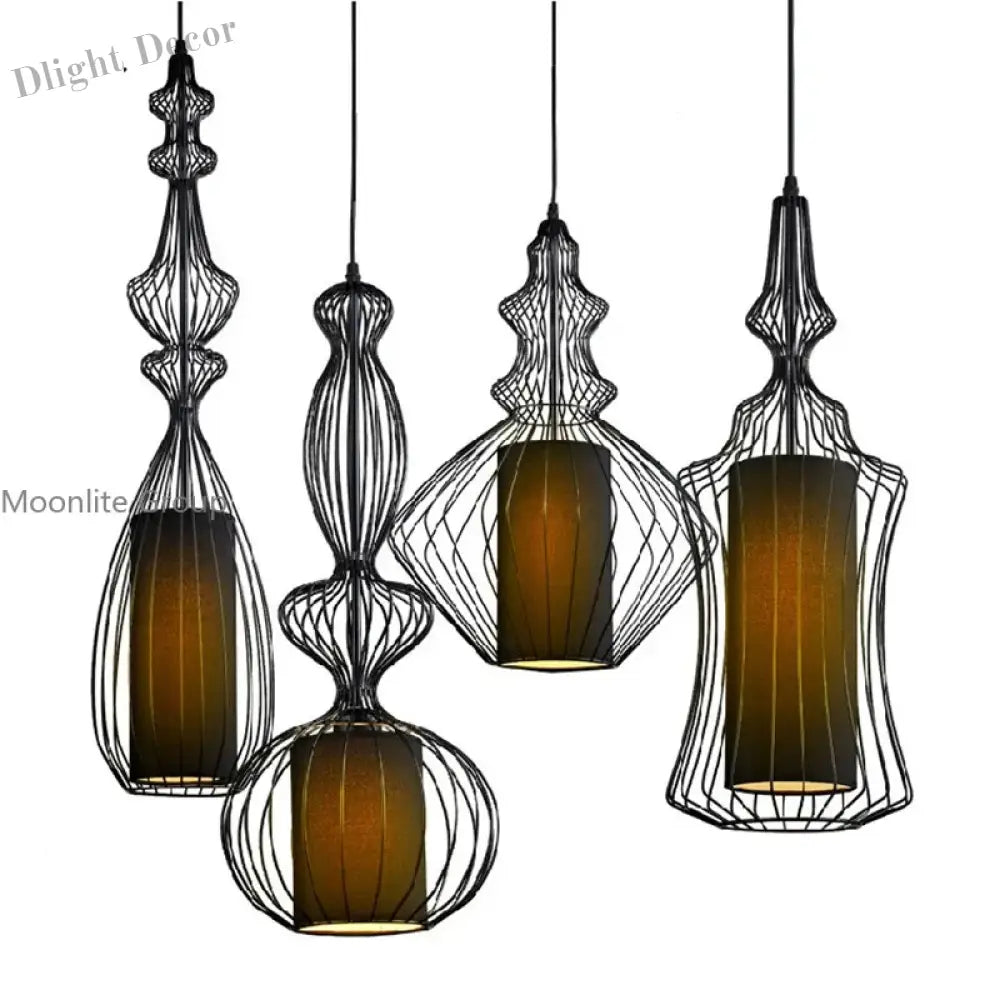 American Birdcage Retro Chandelier With Creative Hollow Design For Living Room Elegance Pendant