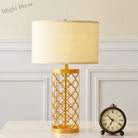 American Golden Wrought Iron Hollow Pattern Table Lamp - Luxury Bedside Led Desk Lighting