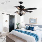 American Stye Black Crystal Follower Design Ceiling Fans With Light 110V 220V Wood Blades Remote