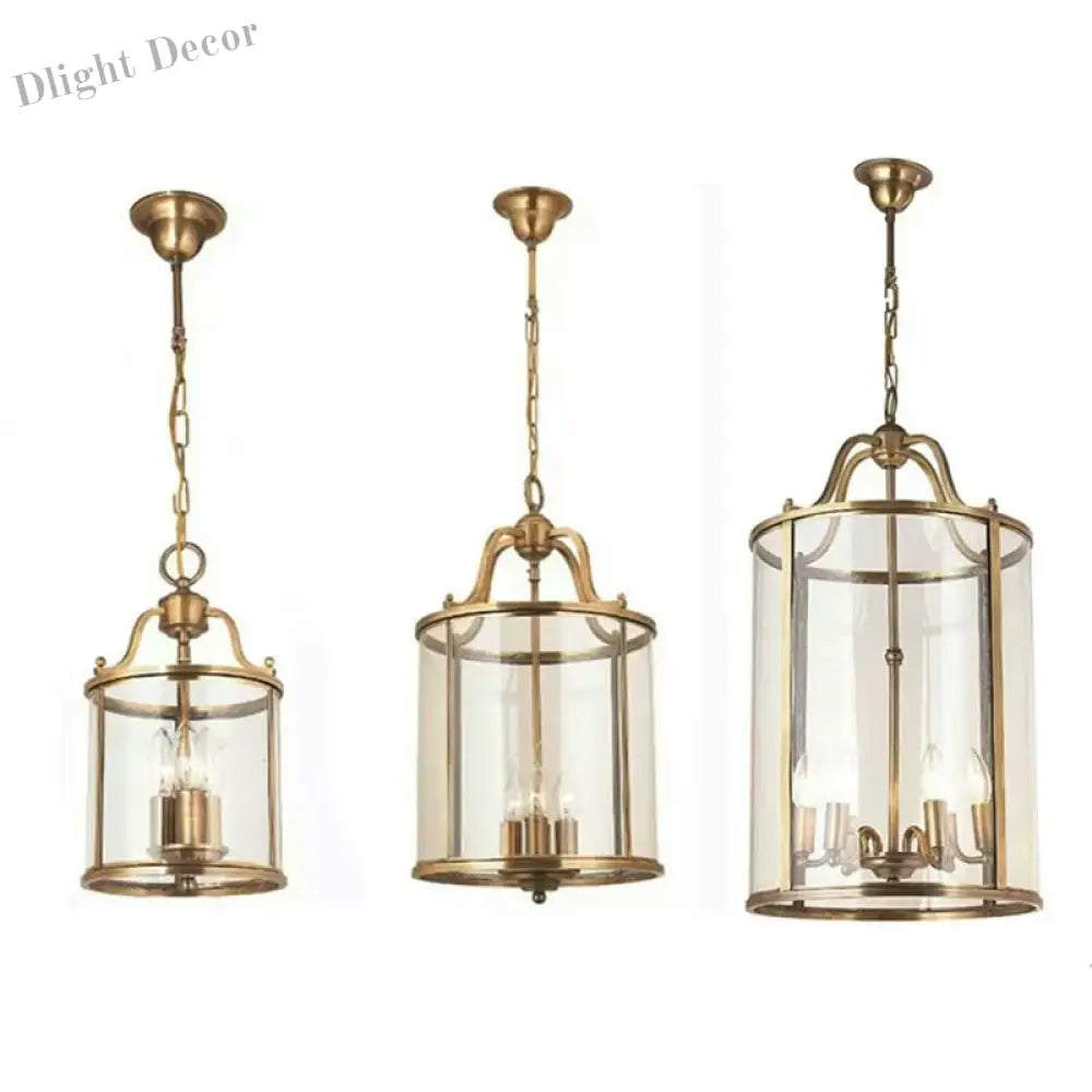 American Vintage Copper Chandelier - Solder Glass Birdcage Design For Hotel Lobbies Aisles