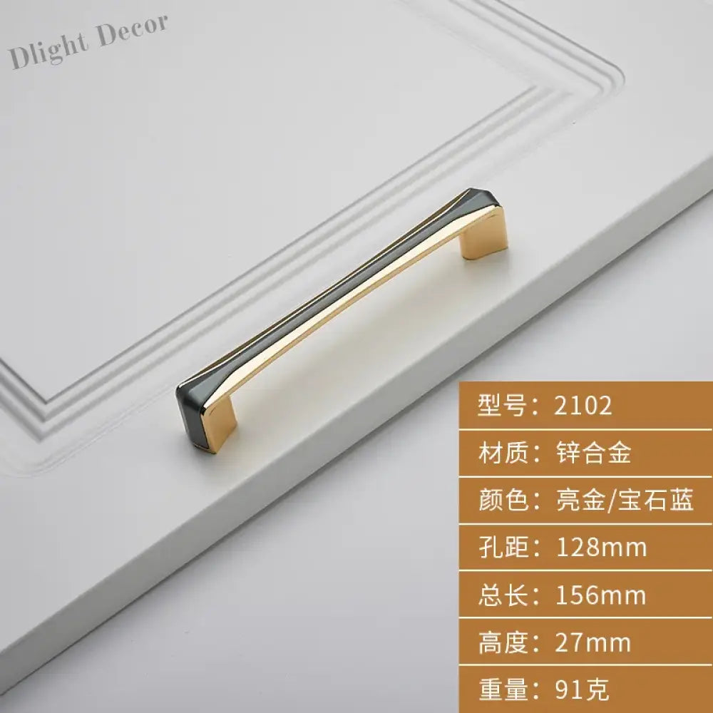 American Zinc Alloy Cabinet Handles - Solid Drawer Knobs for Wardrobes Closets and Furniture Gold Blue-128 Handles