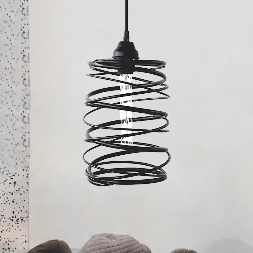 Amy Modern Black Pendant - Industrial Swirl Design / B Lighting