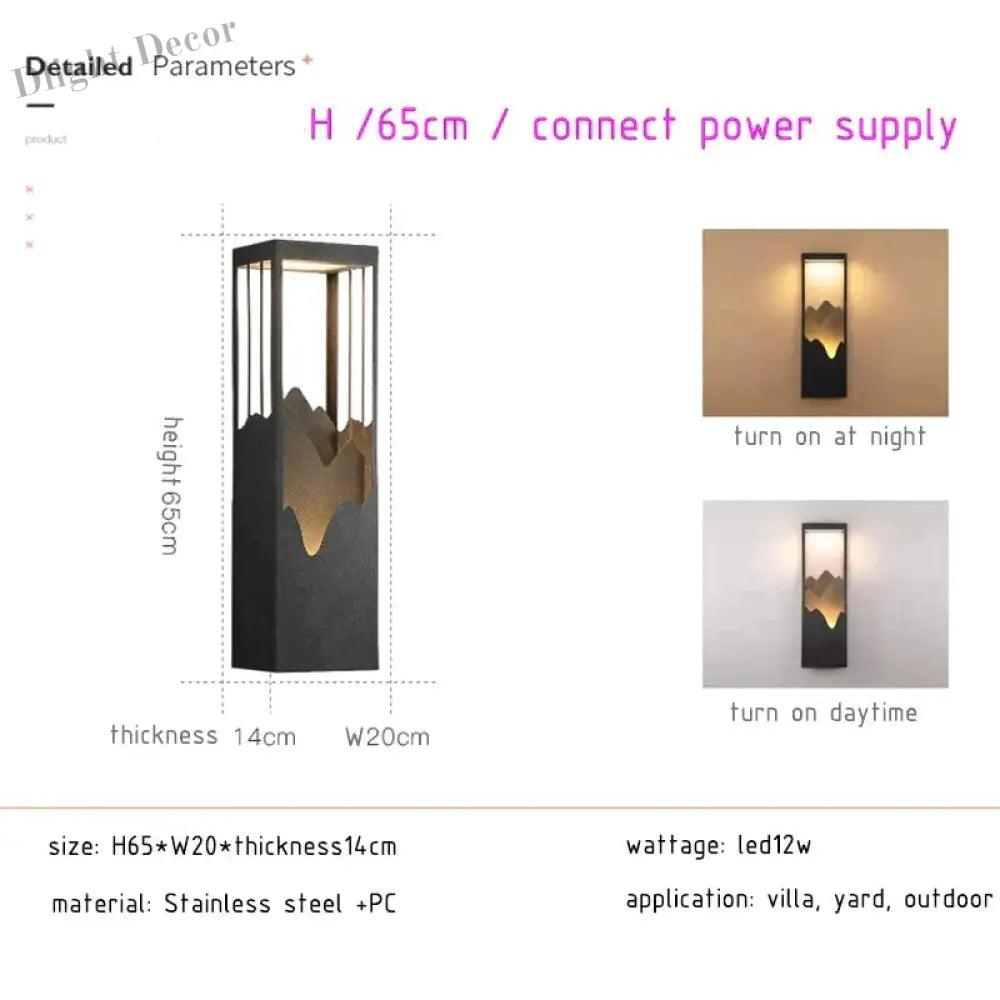 Anaïs’s Waterproof Solar Led Outdoor Light - Chic Garden And Street Lamps H65Cm Power Supply Wall