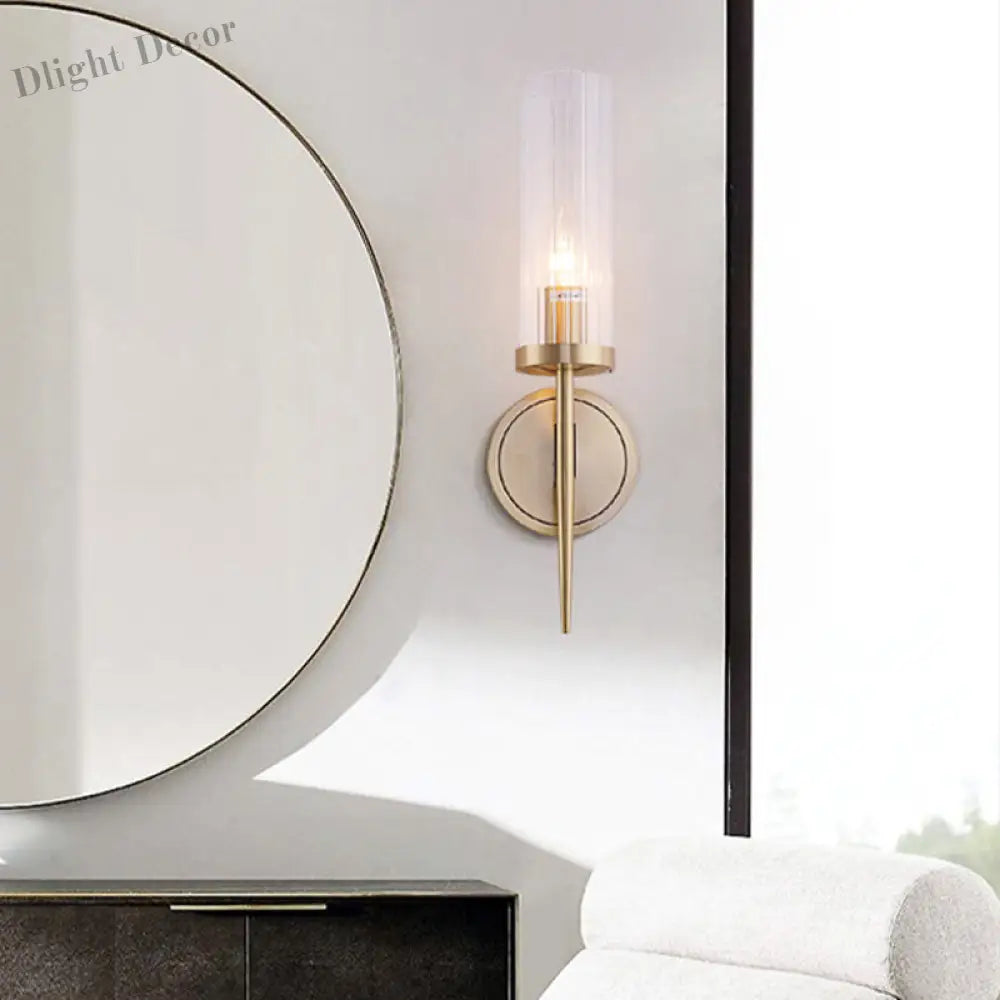 Angelina Elegance Meets Warm Illumination: The Gold Fluted Glass Wall Light Wall Lamp