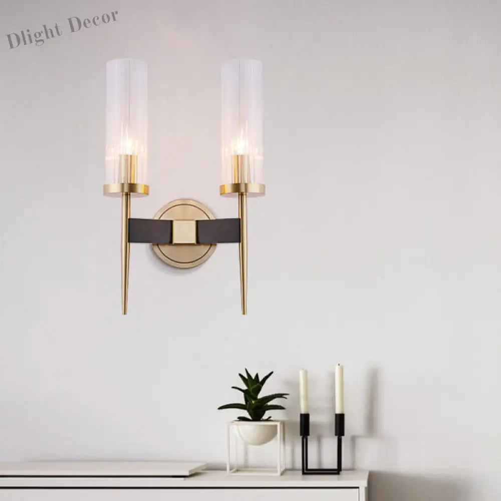 Angelina Elegance Meets Warm Illumination: The Gold Fluted Glass Wall Light Wall Lamp